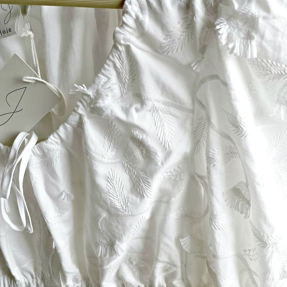 NEW! GORGEOUS BOHO ELASTIC WAIST White BLOUSE By JOIE - Picture 4 of 5